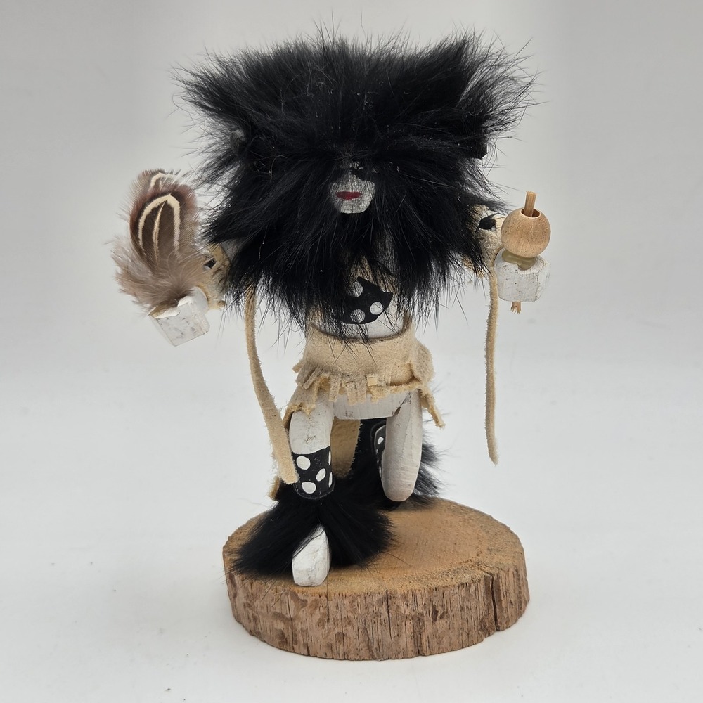 Vintage 5" Handmade Navajo Kachina Doll "Buffalo Warrior" Signed